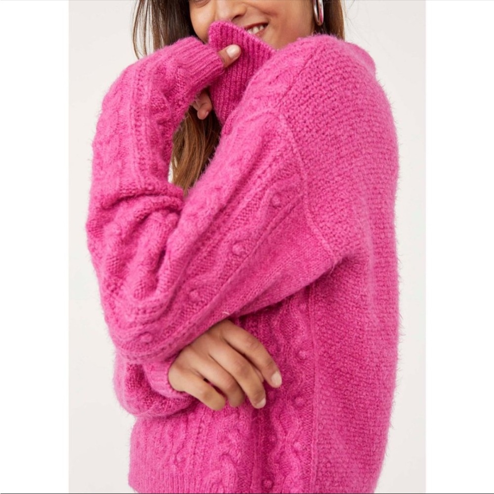 Free People Every Cloud Pullover Fuschia Fizz - image 3